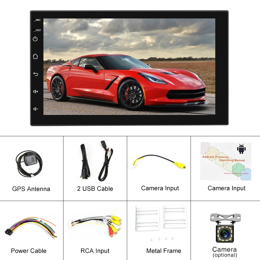 Автомагнитола Podofo 2 din Android 9 1 7 " 2Din GPS Wi Fi универсальная для volkswagena Nissan Hyundai
