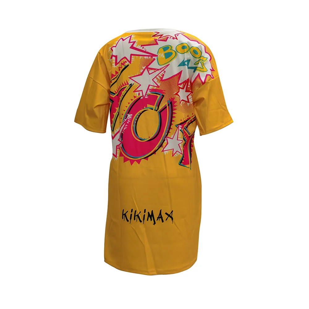 

ChocoMist Dress Casual O Neck Cartoon Print Beading Mini T-shirt Dress TS946