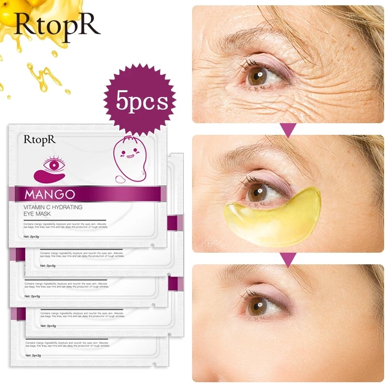 5 упаковок коллагеновая Антивозрастная маска для кожи вокруг глаз с витамином C и
