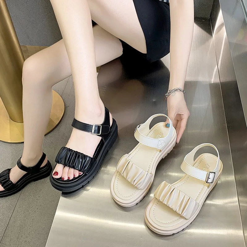 

Clear Heels Roman Sandals Comfort Shoes for Women Clogs Wedge All-Match Med 2021 Summer Suit Female Beige Gladiator Platform Med