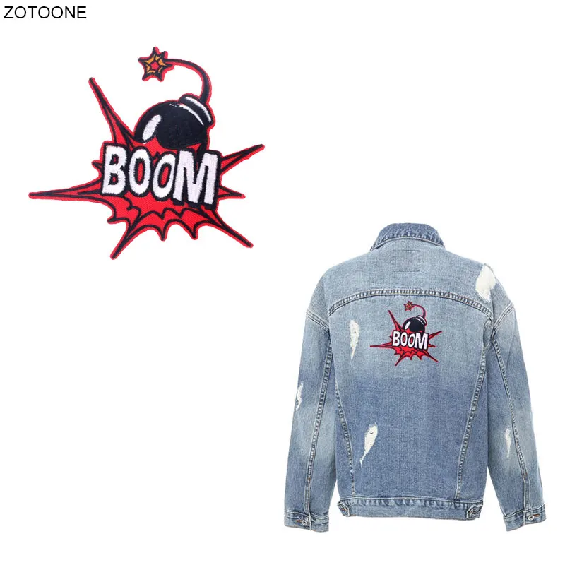Нашивка ZOTOONE BOOM нашивка термоклейкие нашивки с надписями для одежды самодельная