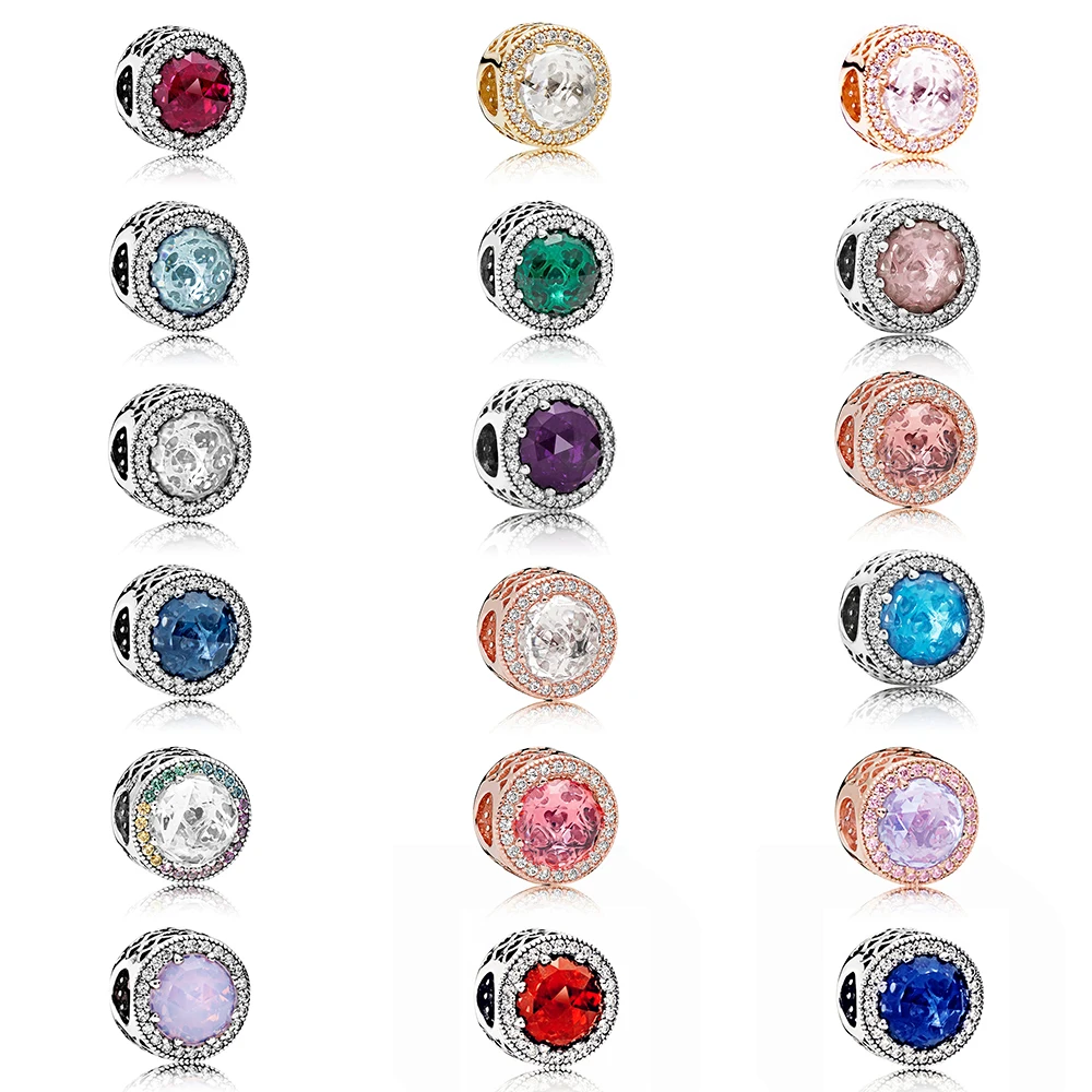 

CHAMSS New Fashion 925 Sterling Silver Radiant Heart Multi-color Glacier Transparent Crystal Beaded For Ladies Diy Bracelet Gift