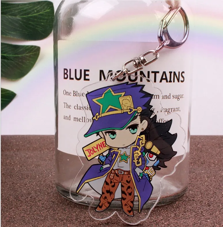as pictured Anime JoJos Bizarre Adventure Golden Wind Kujo Jotaro Acrylic Figure keychain Keyring Decoration Collection Model Toy Cosplay - Color: as pictured