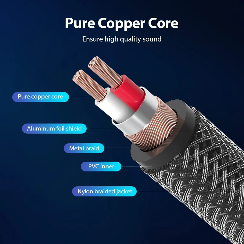 vention male to male 3 5 mm to 6 35 mm adapter aux cable for mixer amplifier gold plated 3 5 jack to 6 5 jack 3m 5m 10m aux cabo free global shipping