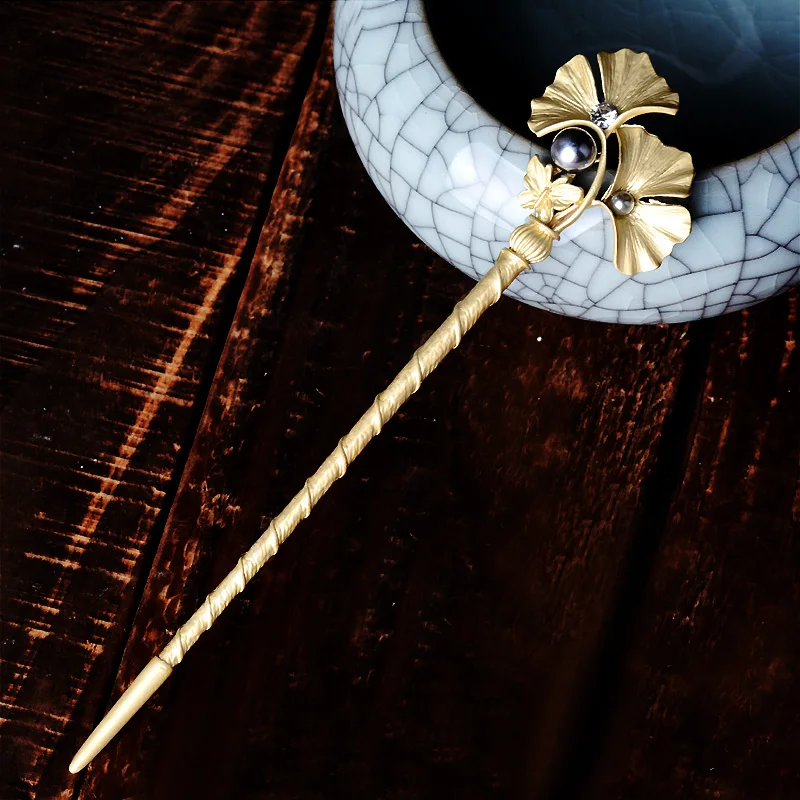 Женские шпильки для волос с листьями гинкго искусственным жемчугом и ювелирные