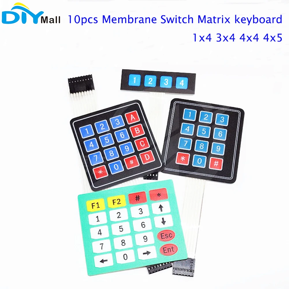 

10pcs 4 12 16 20 Key Membrane Switch Keypad 1x4 3x4 4x4 5x4 Matrix Array Matrix Keyboard for Arduino Smart Car