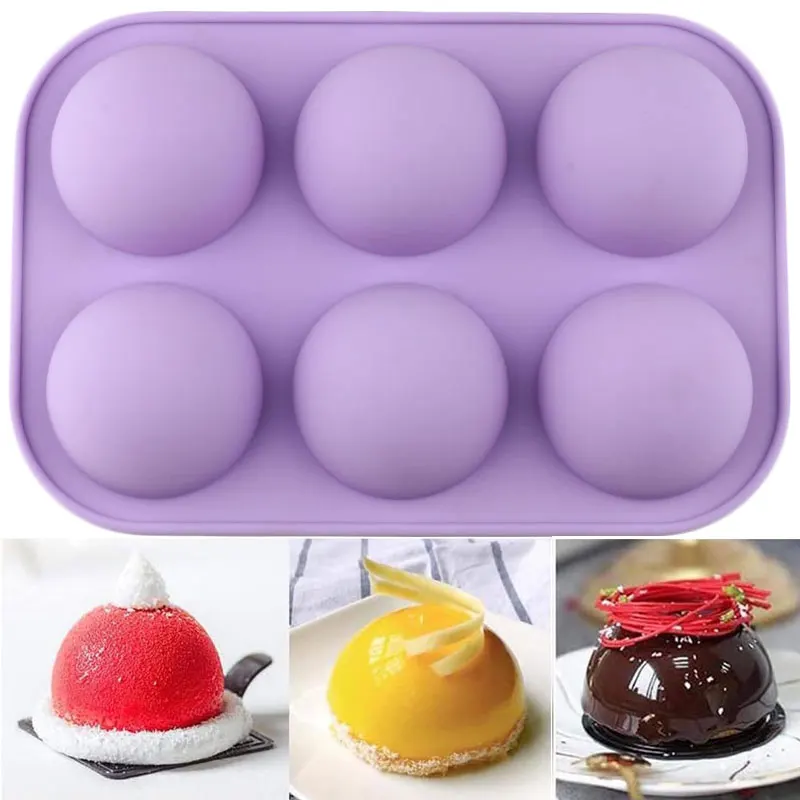 

6 отверстий половина шар Сфера шоколад бомбы силиконовые формы круглые полу сферы прессформы выпечки Форма для десерта желе купол мусс опто...