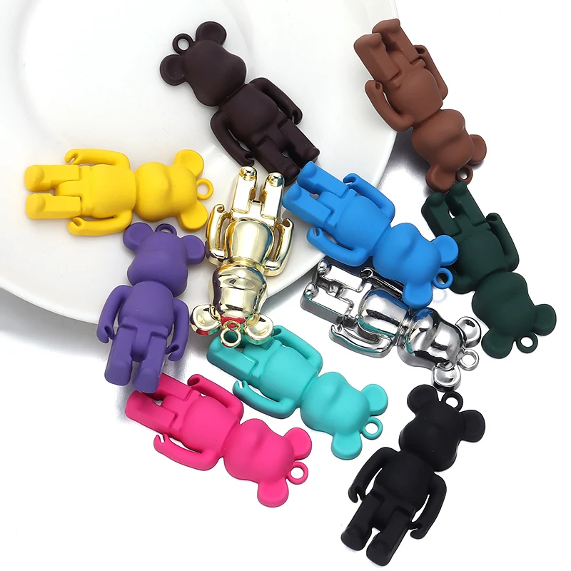 5 шт./лот трехмерный медвежонок амулеты конфетных цветов сплав кулон для сережек