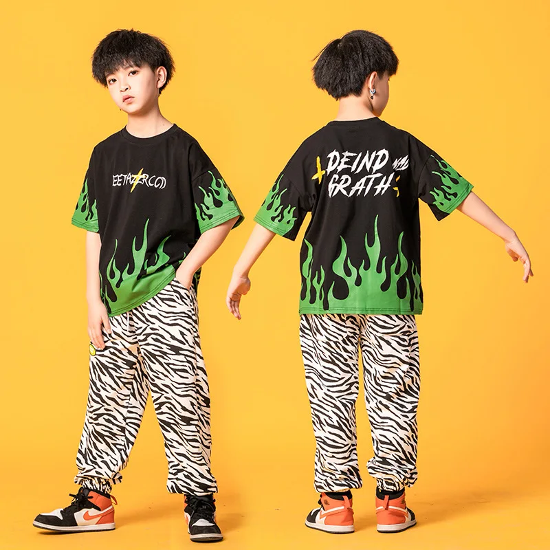 Лето 2021 Детские джазовые танцевальные костюмы футболка с коротким рукавом для