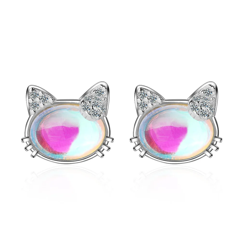 

Moonlight Stone Cat Studs Temperament Diamond-encrusted Sen Net Red Personality Jewelry Woman Tragus Piercing