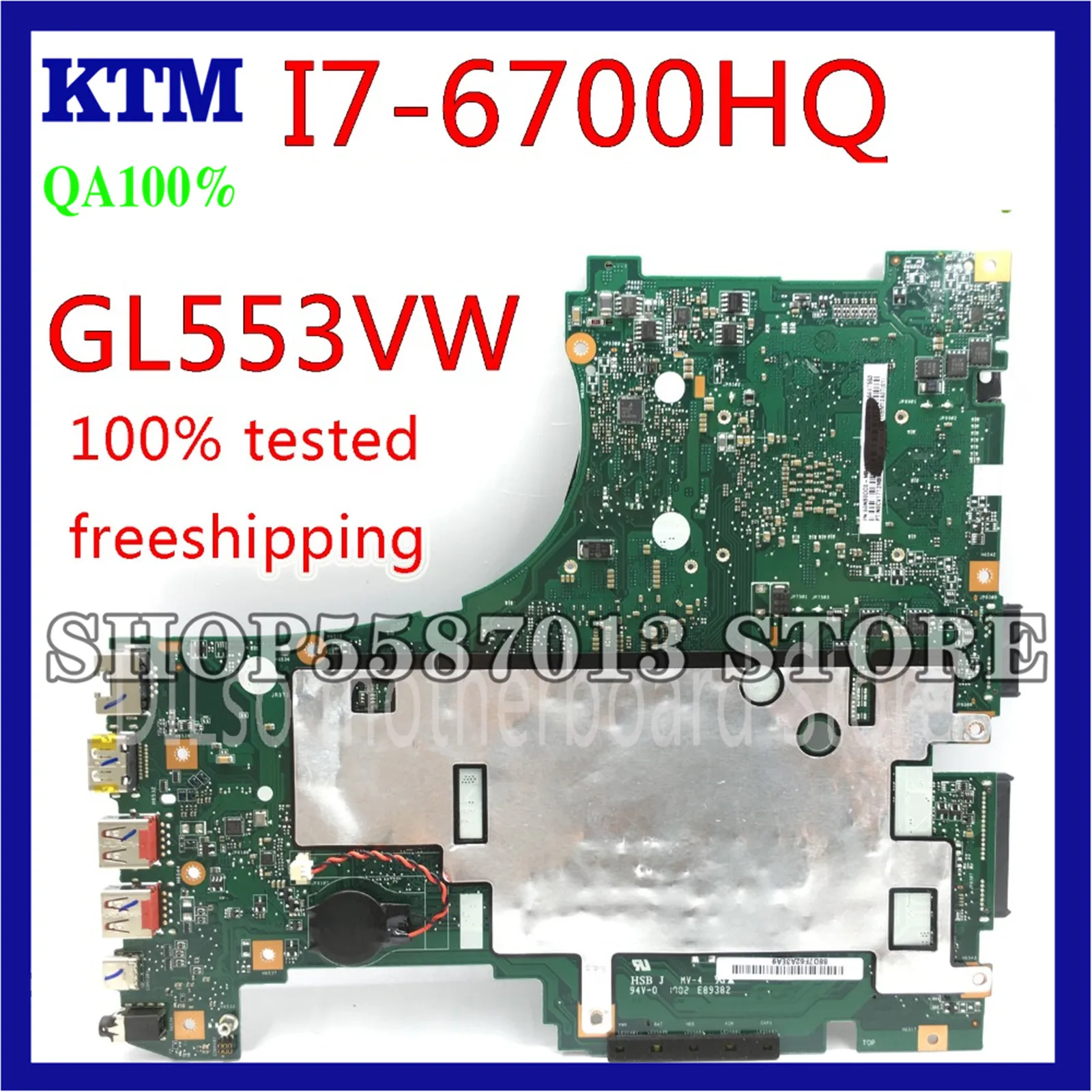 

KEFU GL553VW For ASUS FX53V FX53VW ZX53V ZX53VW Laptop Motherboard GL552VW Mainboard I7-6700HQ Test original Motherboard