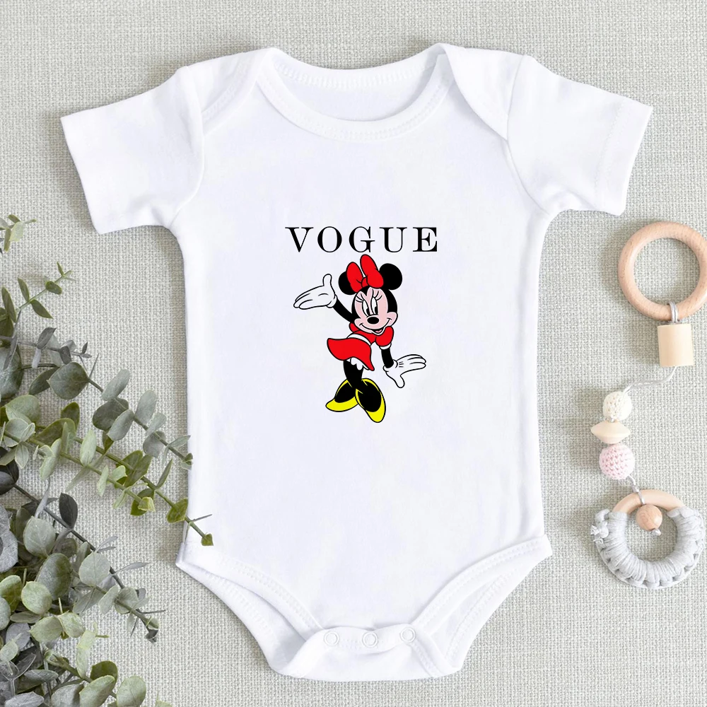 

Newborn Jumpsuit Aesthetic Harajuku Short-sleeved Toddler Bodysuits Vintage Minnie Mouse Graphic Top VOGUE Clothing