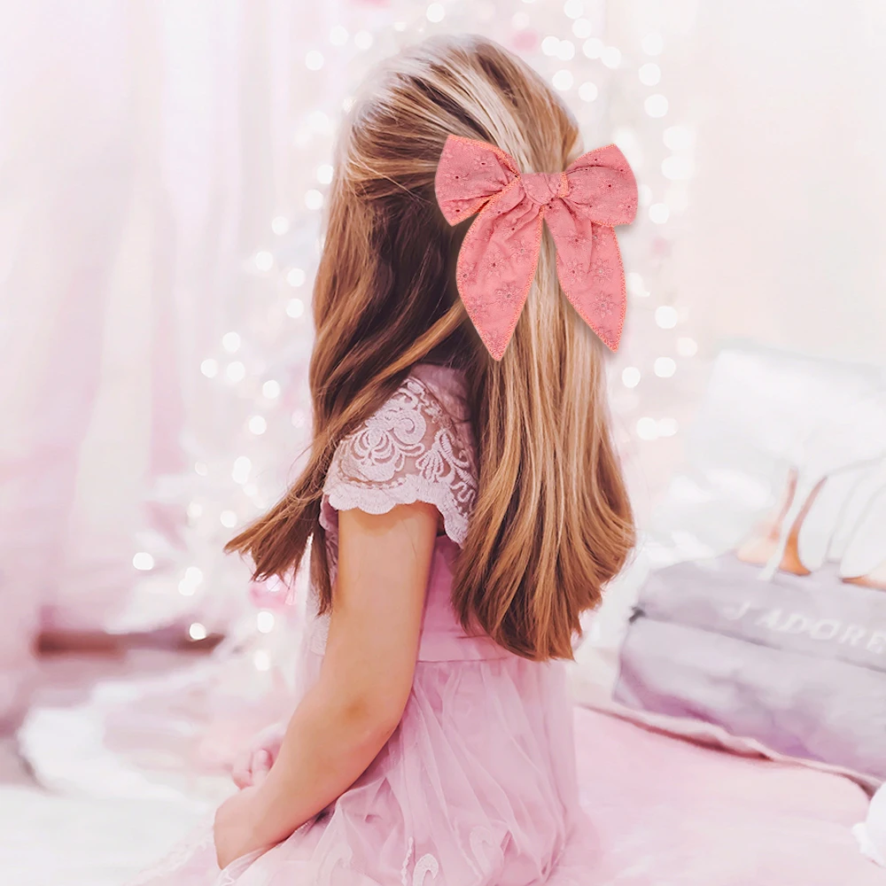 

Oaoleer New Embroidered Bow Clip Children's Hairpin Clip Flower Embroided Hairpin Barrette Kids Girls Hair Accessories Headdress