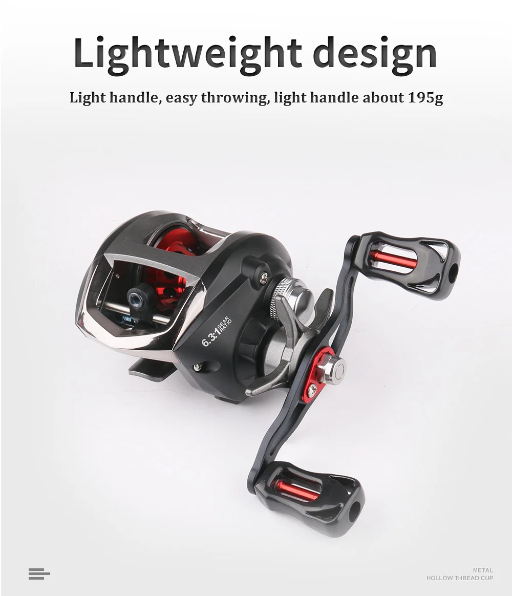 

DEUKIO Fishing Reel Baitcasting LP200 Model Water Drop Wheel Lightweight Design Aluminum Alloy V-shaped Cup Bearing 12+1BB