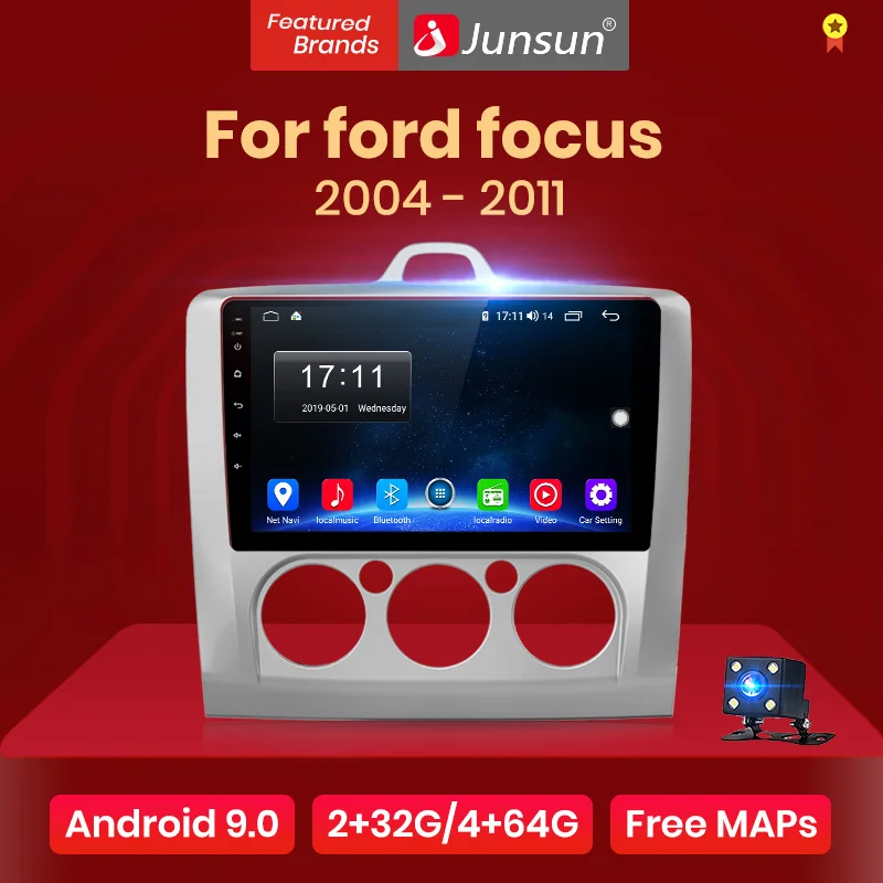 Junsun V1 2G+ 32G Android 9,0 DSP автомобильный Радио Мультимедиа Видео плеер навигация gps для ford focus 2 3 Mk2/Mk3 хэтчбек 2 din DVD