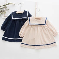 2020 new autumn childrens clothing navy lapel trend preppy style long sleeve dress for girls toddler dress warm dress christmas
