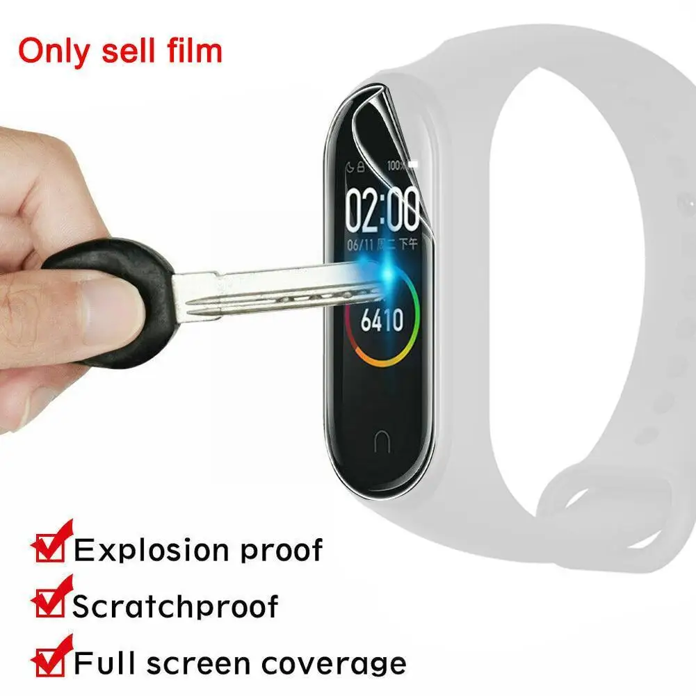 5 Pieces Of Mi Band 4/5/6 Wristband Bracelet Protective Bracelet Screen Hydrogel Film Film Mi Strap Non-tempered Full Glass R6Q1