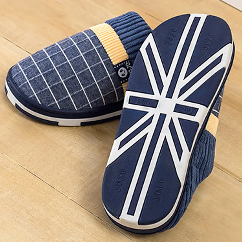 

Men's Slippers 2020 Warm Plush Flock Male Slippers for Home Hard-wearing Non-slip Sewing Soft Rubber household Men Indoor shoes