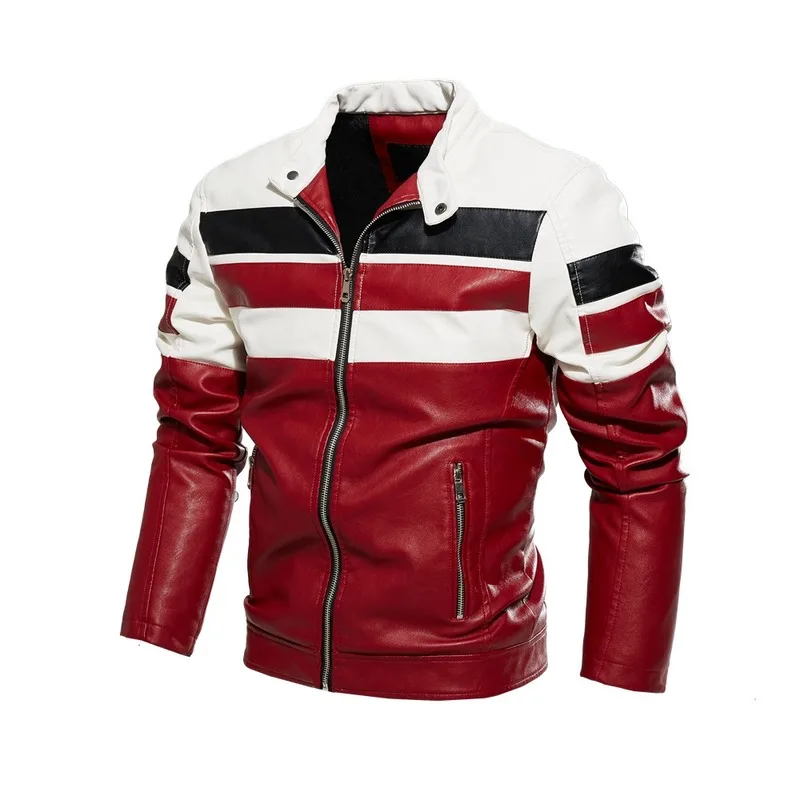 

Men's Trendy New Motor Leather Fleece Jacket Outwear Men Winter Fashion Biker PU Jacket Coat Man Slim Leather Bomber Jacket