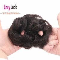 envy look hair piece 100 human hair bun sewn one strong clip in front head hair bangs with dark brown and blonde color