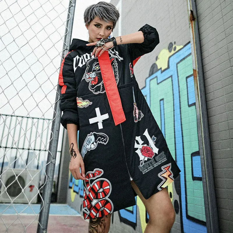 5 Harajuku Стили Девушки Студент Зимнее Хлопковое Пальто Мультфильм Печатный Толстый С Капюшоном Парка Женщины Хлопковое Пальто Женский Мягкая Куртка