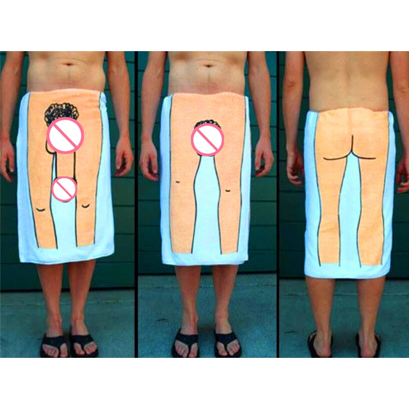 Bathroom Funny Sexy Penis Printed Bath Towel For Women Men Naked Man With Penis Creative Naked Boob Beach Bathtowel