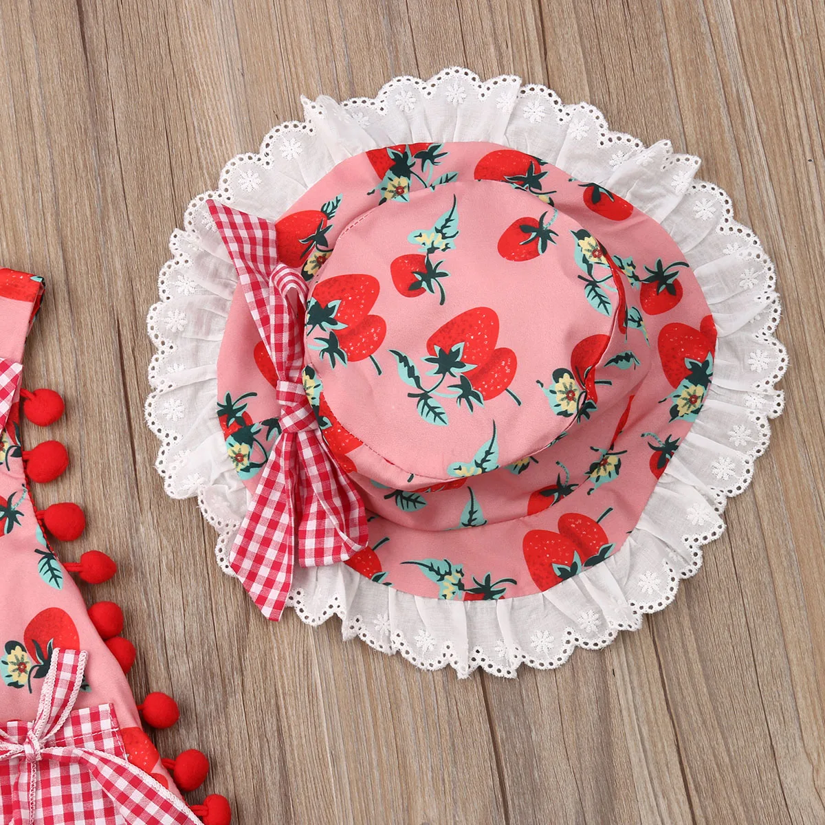 Комбинезон с шапочкой 0 2 лет для девочек хлопок 2019 клубничный комбинезон бахрома