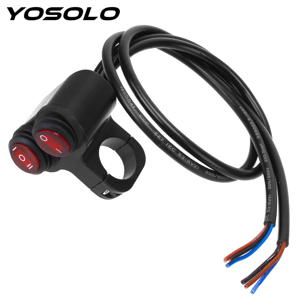

YOSOLO On/Off Switch Fog Spot Light Headlight Waterproof Aluminium Alloy Motorcycle Handlebar Light Switch 12V
