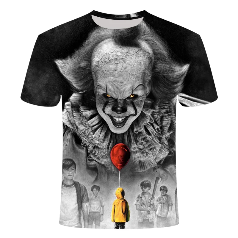 IT: Chapter Two 3D Футболка с принтом для мужчин и женщин, летняя повседневная футболка с изображением клоуна из фильма ужасов, Мужская футболка с триллером из фильма террора