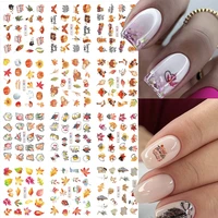 12 style thanksgiving autumn nail sticker turkey fallen leaves nail art decorations tattoo decal fashion manicure sliders