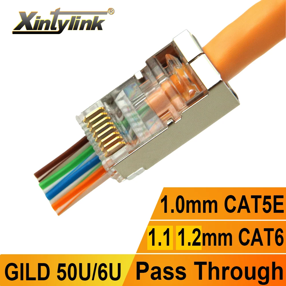 Коннектор xintylink rj45 cat6 cat5e cat5 SFTP FTP STP ethernet кабель штекер rg rj 45 сеть cat 6 металлический