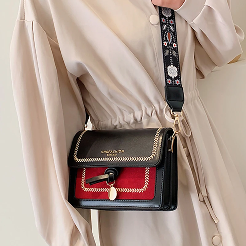 Небольшая Квадратная сумка из искусственной кожи контрастного цвета простая