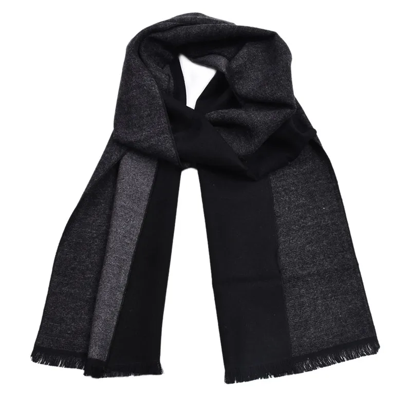 black scarves LOOZYKIT зимний мужской шарф, мужской полосатый хлопковый шарф, мужской брендовый шарф, вязанный кашемировый полосатый шарф с кисточками - Цвет: black scarves