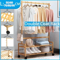 removable coat rack bamboo floor shelf stand with wheels multifunction storage rack organizer garment clothes home holder shelf