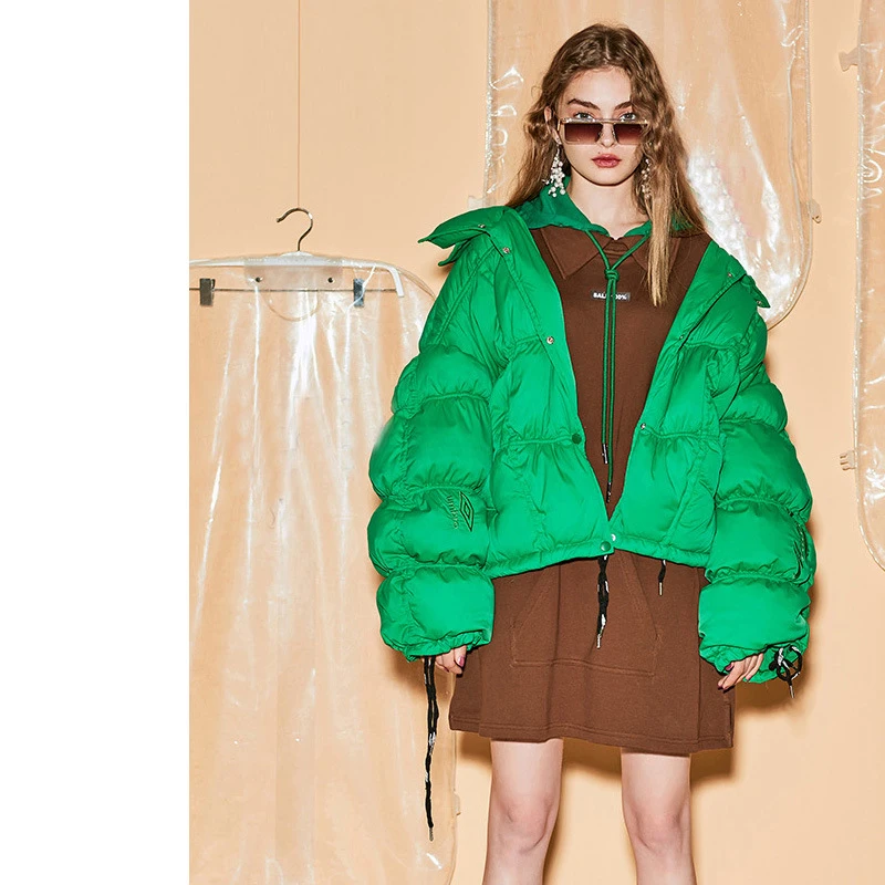 

FY.YIYI Winter Coat For Girls Ultralight Korean Hooded White Duck Down Bread Parka Casual Puffer Women's Bomber Jacket 2021