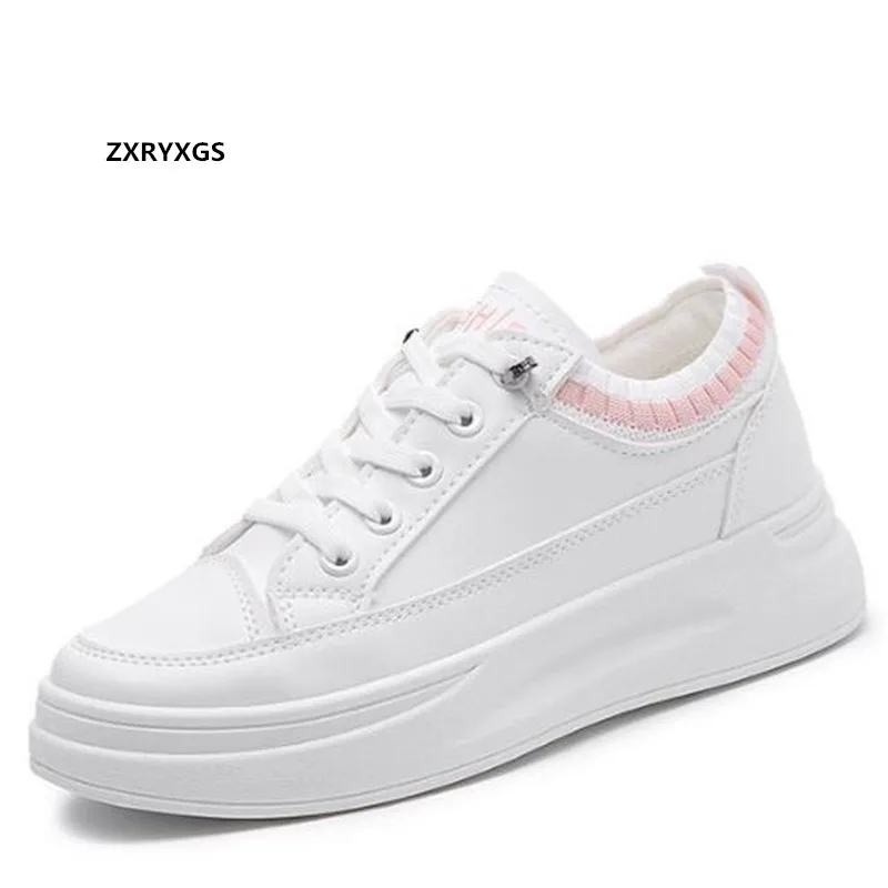 

ZXRYXGS 2021 Bestselling High Quality Microfiber White Spell Color Women Sneakers Trendy Shoes Platform Light Casual Sneakers