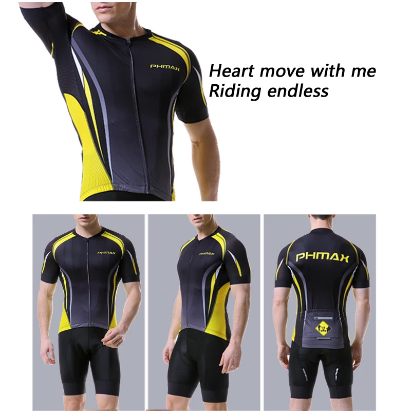 PHMAX летний комплект из Джерси для велоспорта одежда костюм с коротким рукавом MTB