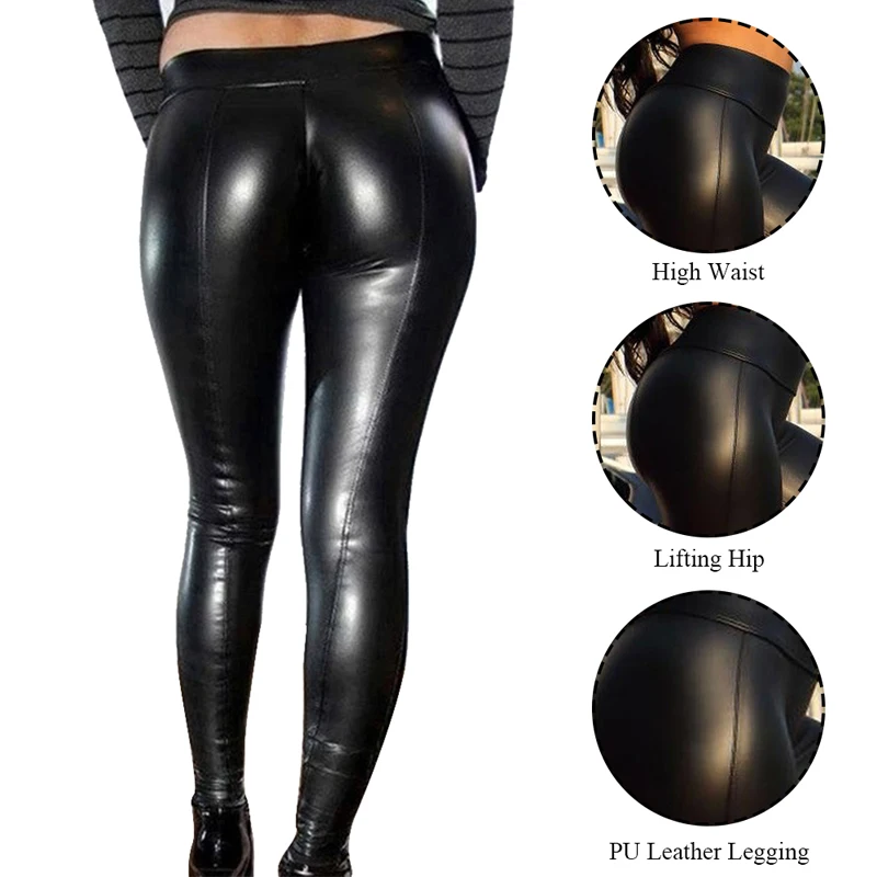 

Leather Leggings Fitness Pants Women Fashion Stretch Female Pencil Pants Gym Mujer High Waist Push Up Leggins