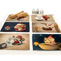 christmas placemat cup coaster cartoon santa claus print material kitchen accessories decoration home dining table mats pad