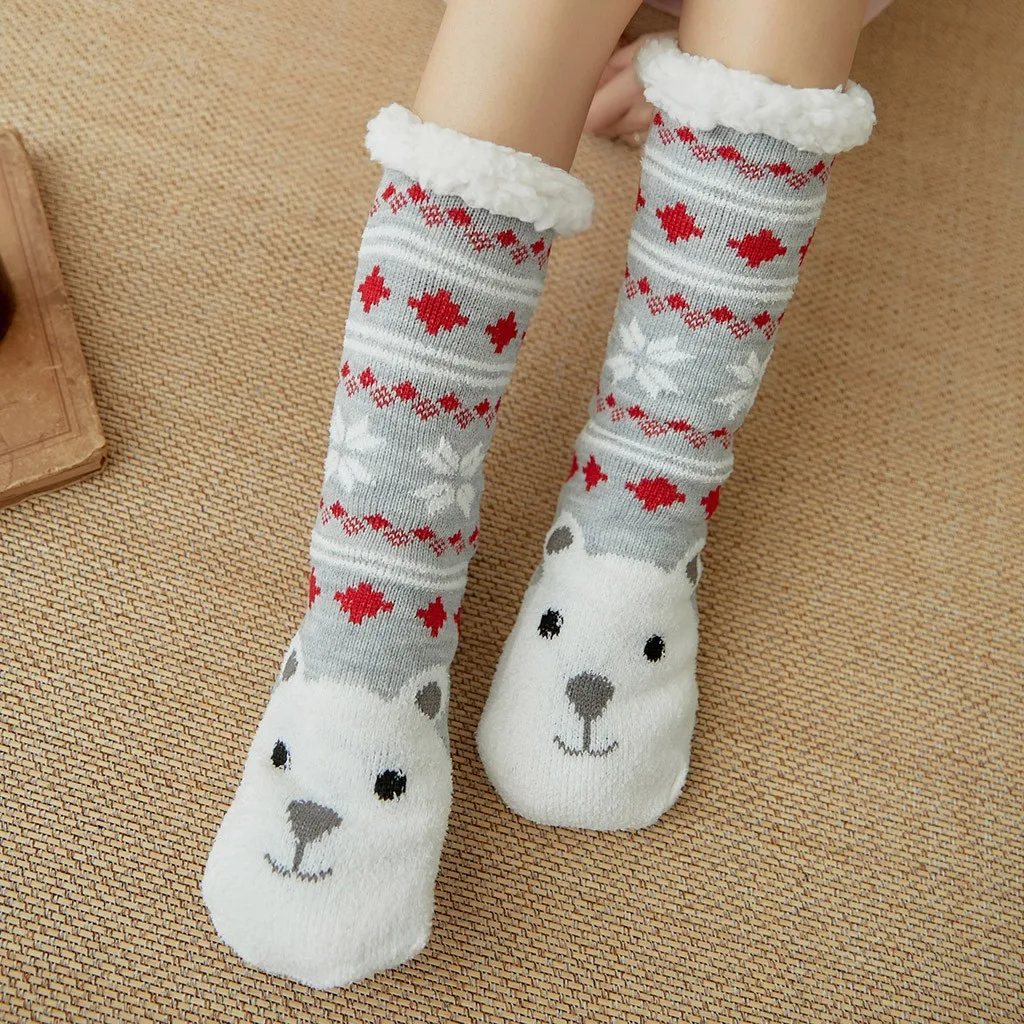 

Winter Foot Warmer Cute Socks Carpet Socks Cartoon Floor Socks Home Socks Plus Velvet Sleep Socks Slippers Socks Christmas Gift