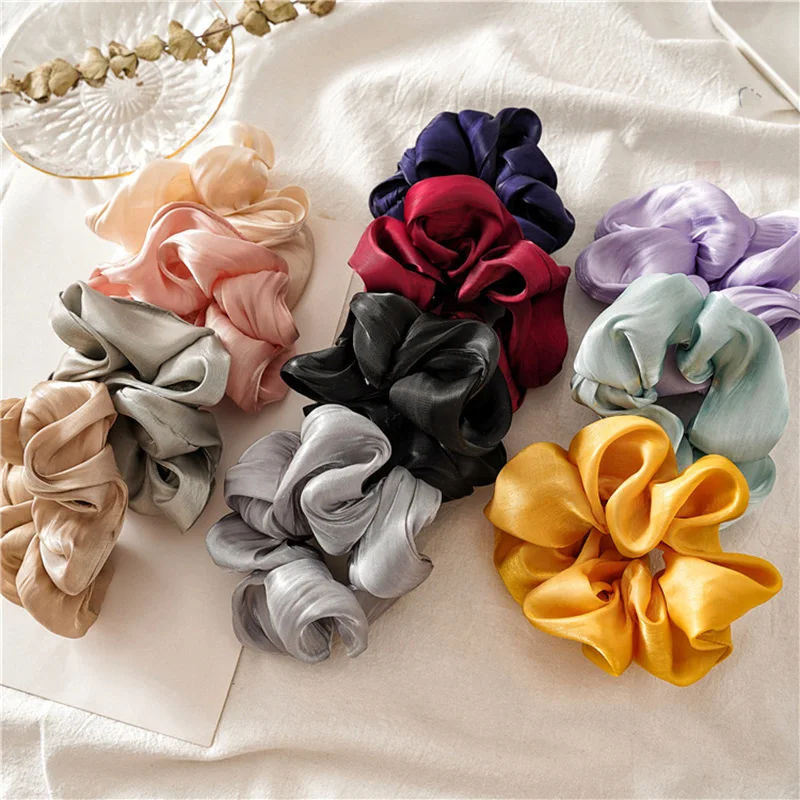 

1PC Satin Silk Scrunchies Women Elastic Rubber Hair Bands Girls Solid Ponytail Holder Hair Ties Rope Hair Accessories Set
