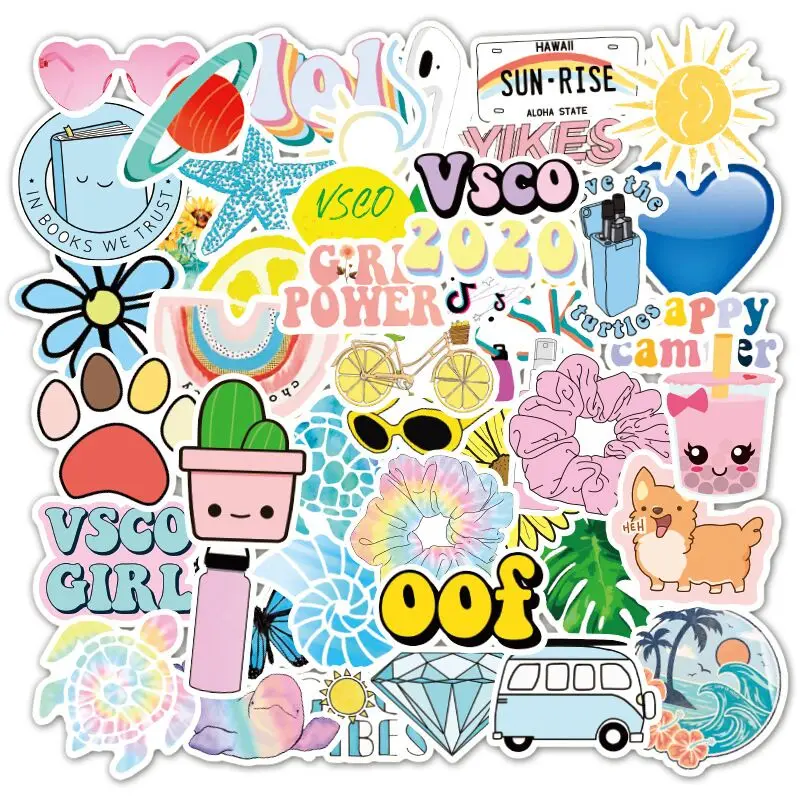 50pcs Cute Nature VSCO Girl anime toy Stickers car for helmet laptop Bottles Waterproof Aesthetic Bomb Jdm decals | Игрушки и хобби