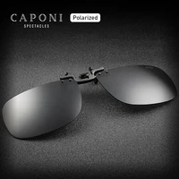 caponi brand polarized clip on glasses frame daily driving black lenses 100 uv protection fliped up sunglasses clip men cp1282