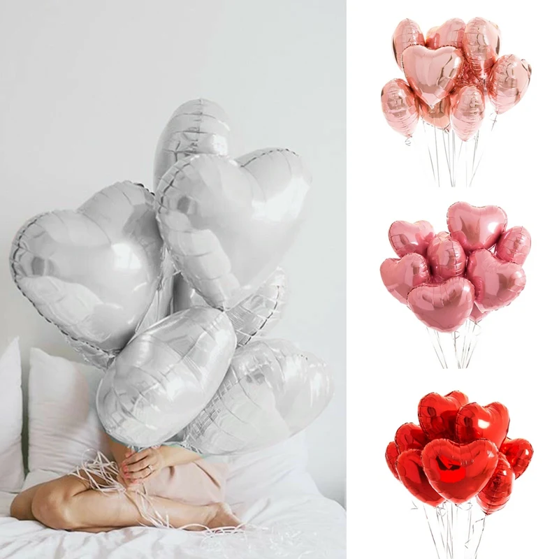

10pcs Multi Rose Gold Heart Foil Balloons Helium Balloon Birthday Party Decorations Kids Adult Wedding Valentine's Day Ballons