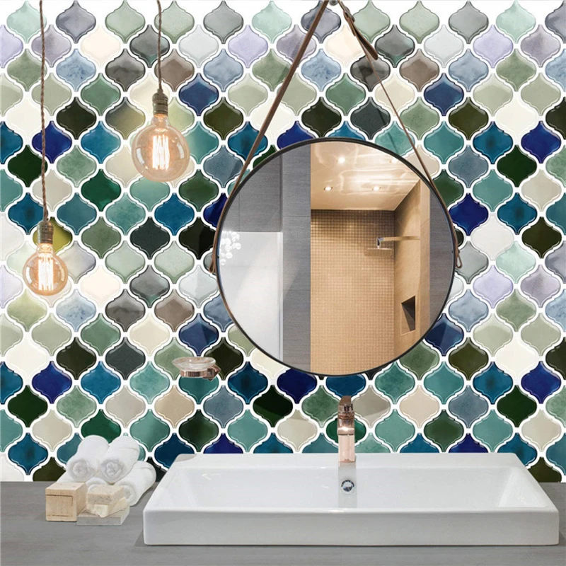 Peel and Stick Wallpaper 3d PET Grid Sticker diy Kitchen Tiles Wall Decor Waterproof Epoxy Resin Stickers Room Decoration W228 | Дом и сад