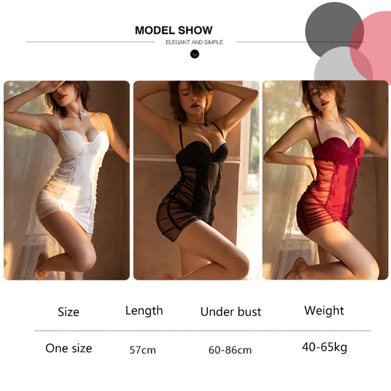 

X3UE Adjustable Temptation Pajamas Sexy Side Lace Dress Suspender See Though Back Nightdress Erotic Sleepwear for Womens