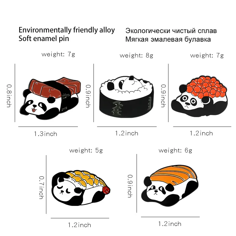 

1pc Creative Sushi Panda Enamel Pins Rice Ball Japanese Food Badges Baby Bear Cute Jewelry Hat Bag Accessories Gift for Children