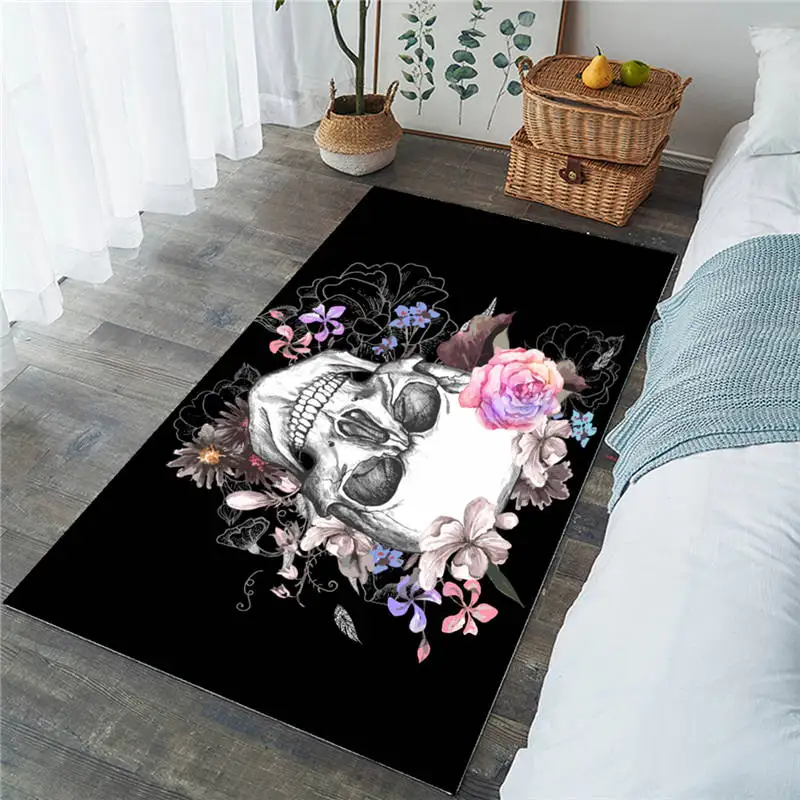 Skull1 Постельные принадлежности Outlet Sugar коврики с черепом большие для гостиной цветочные коврики для спальни Нескользящие готические напольные коврики домашний декор alfombra - Цвет: Skull1