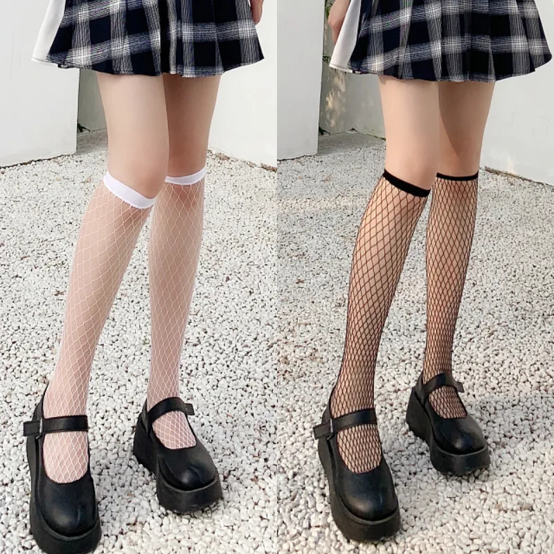 

summer 2021 new online celebrity with fishing net socks black socks in the middle socks size mesh fishing net socks calf socks
