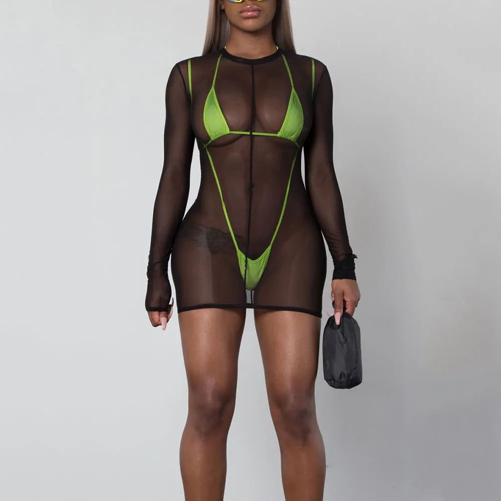 Неоновый Монокини цельный купальный костюм для женщин из 3 предметов танга